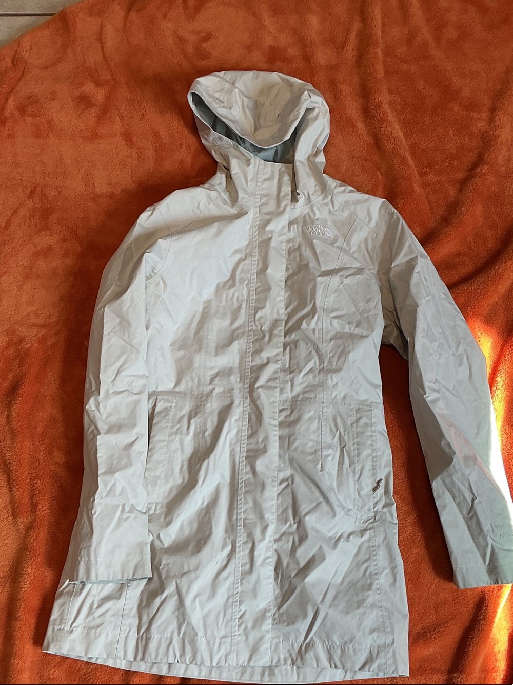 The North Face Light Gray Hooded Raincoat
